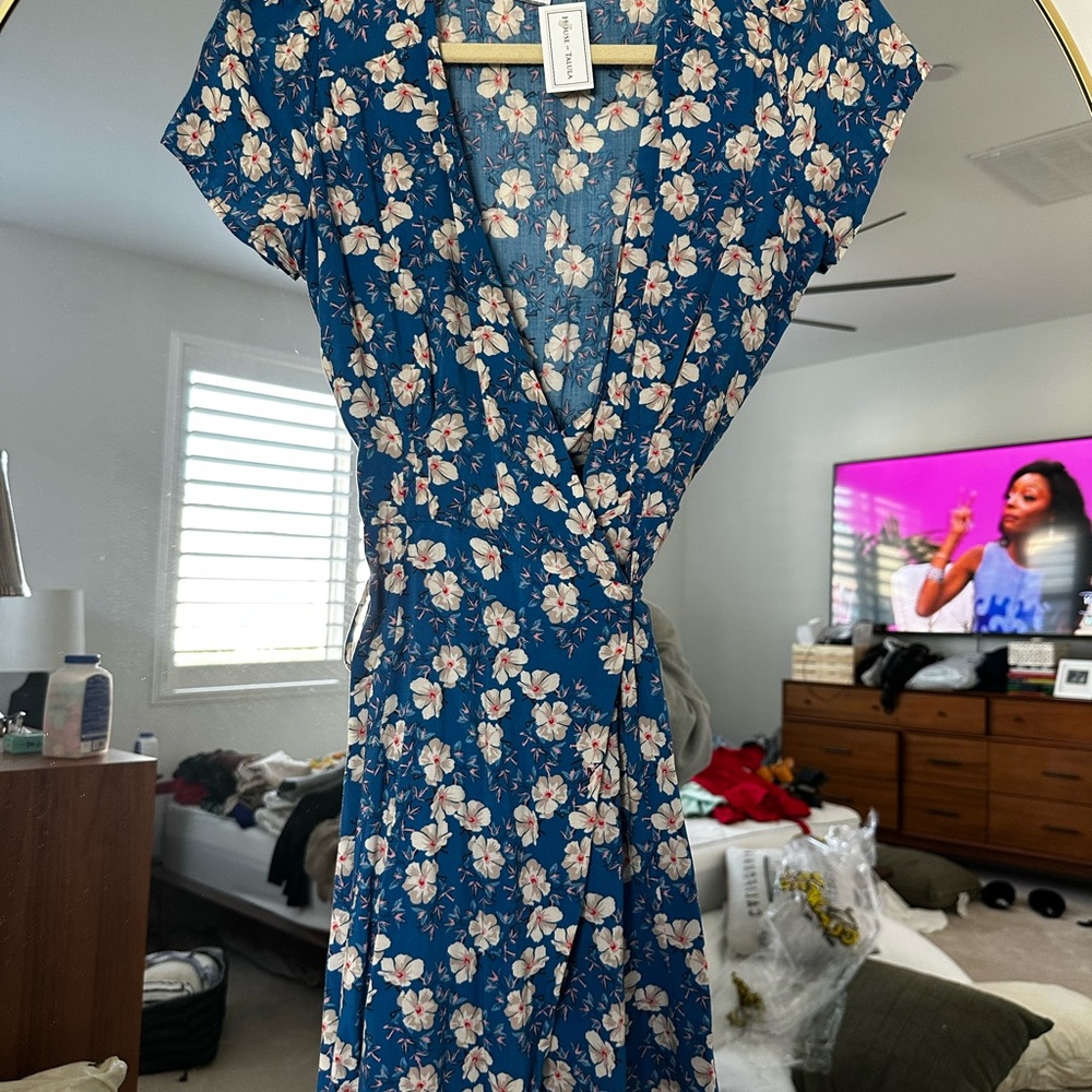Olivaceous Blue Floral Midi Dress